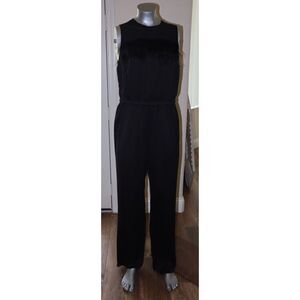 Michael Michael Kors Women's Sz 10 Black Feather Trim Jumpsuit $195